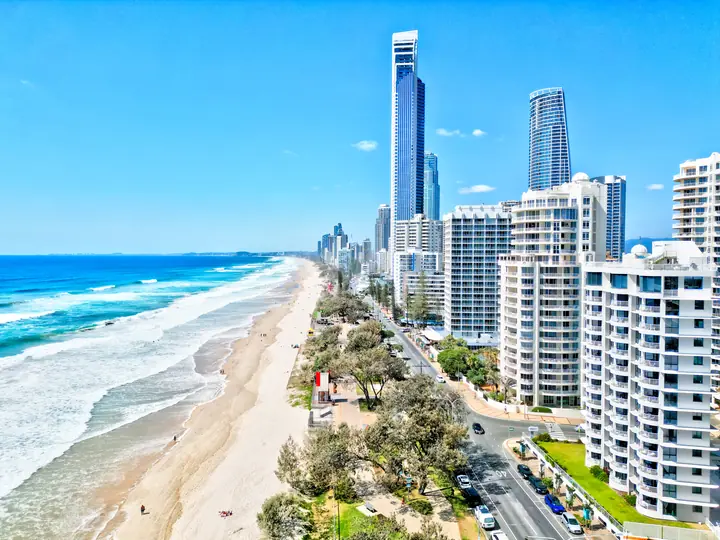 The Surfers Paradise skyline and beach