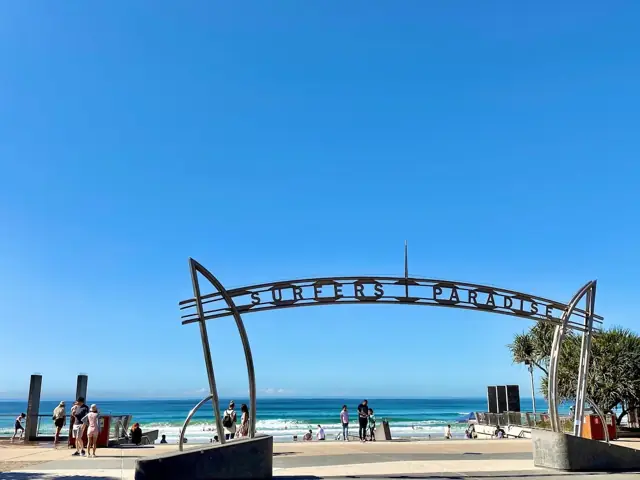 The Surfers Paradise beach sign